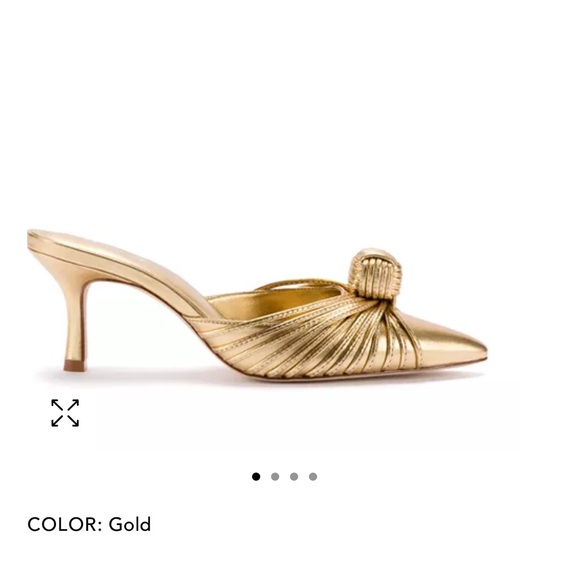 Larroude Mini Valerie Pump / gold metallic leather sz 7.5 - Picture 2 of 10